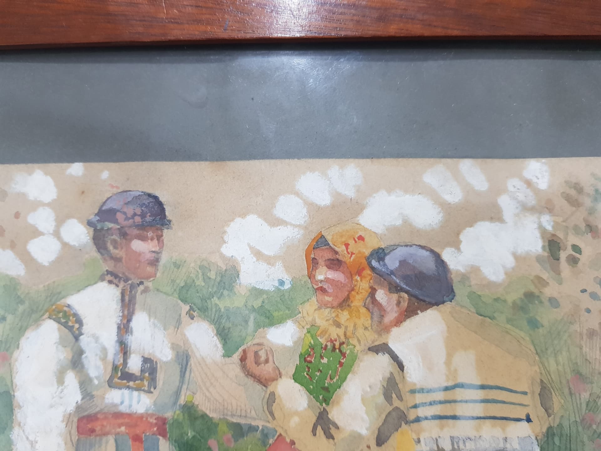 Obraz akwarela, papier, rama orzech, Polska, początek XX w. - 356934