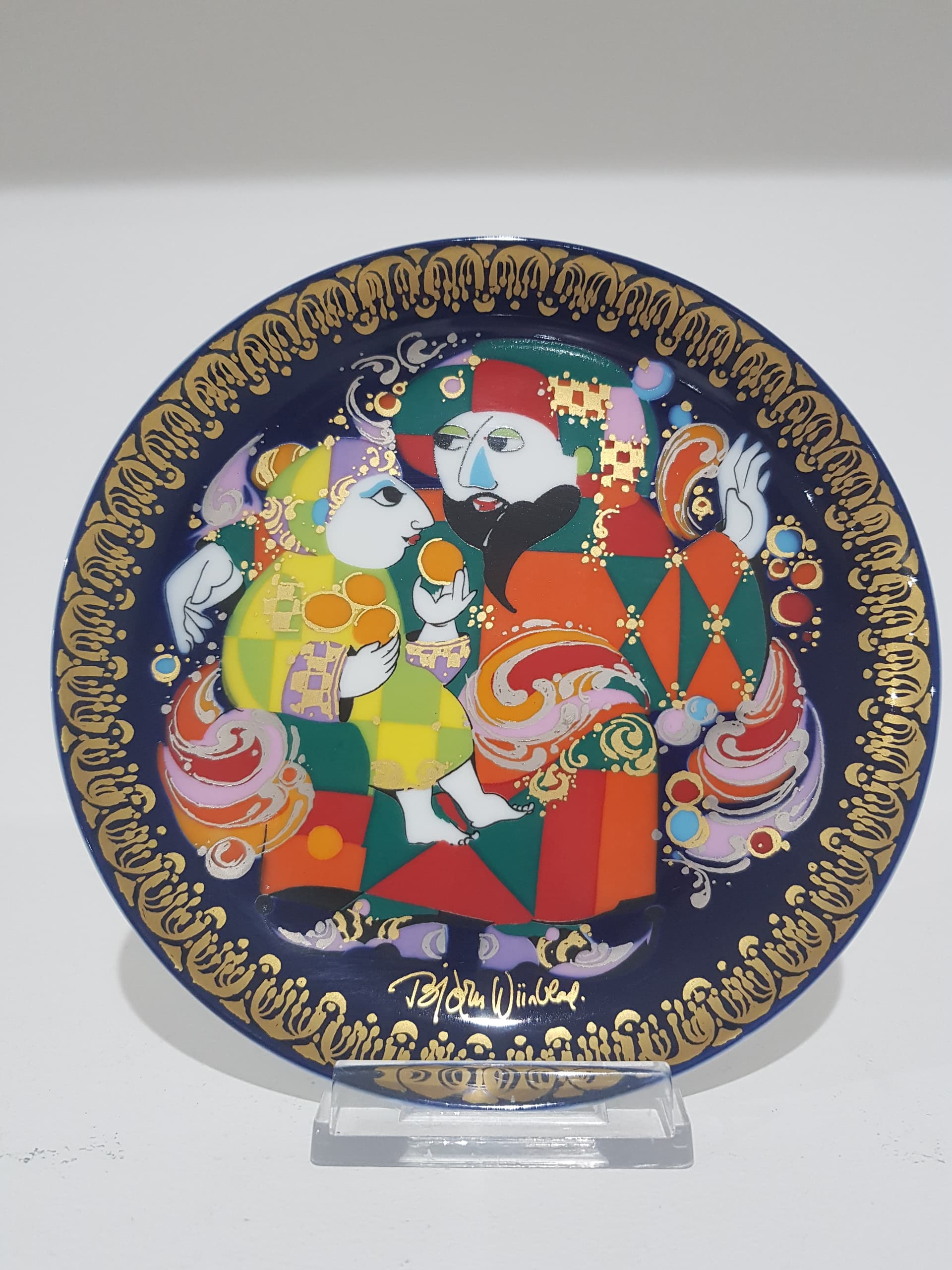 Talerz Aladyn, niebieski porcelana, proj. B. Wiinblad, Niemcy, lata 80. - 357016