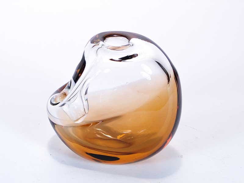 Vase, amber transparent, glass, by K. Wunsch, Skrdlovice, Czechoslovakia, 1970s. - 357045