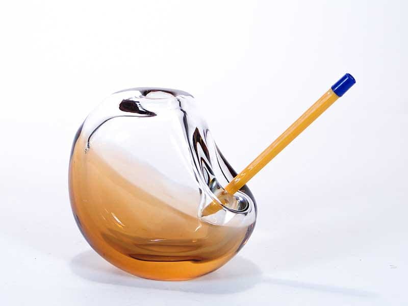 Vase, amber transparent, glass, by K. Wunsch, Skrdlovice, Czechoslovakia, 1970s. - 357047