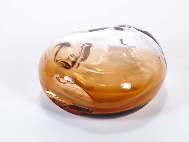 Vase, amber transparent, glass, by K. Wunsch, Skrdlovice, Czechoslovakia, 1970s. - 357046