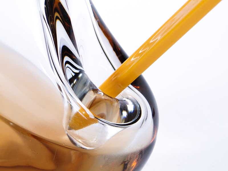 Vase, amber transparent, glass, by K. Wunsch, Skrdlovice, Czechoslovakia, 1970s. - 357043