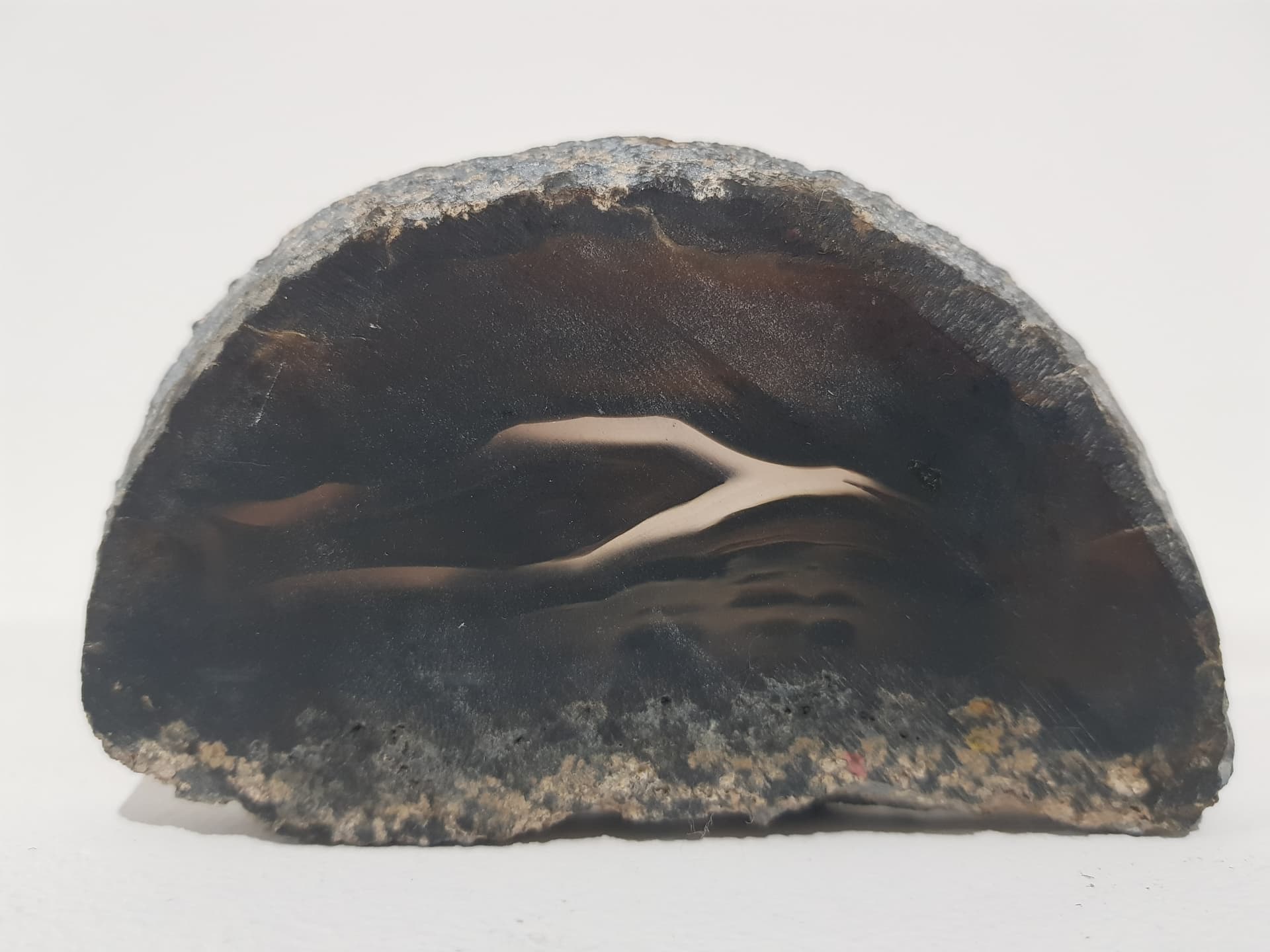 Kałamarz, agat czarny brązowy beżowy szary, metal srebrny, Austria, lata 70. - 357067