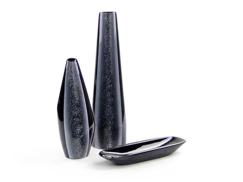 Tray Droga Mleczna, black white porcelainite, by B. Fribes, Tułowice, Poland, 1960s. - 357119
