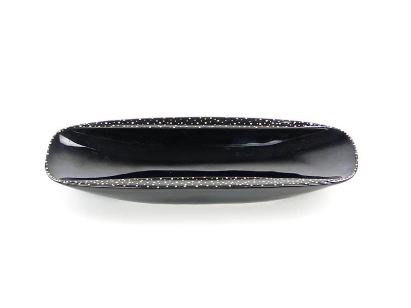 Tray Droga Mleczna, black white porcelainite, by B. Fribes, Tułowice, Poland, 1960s. - 357123