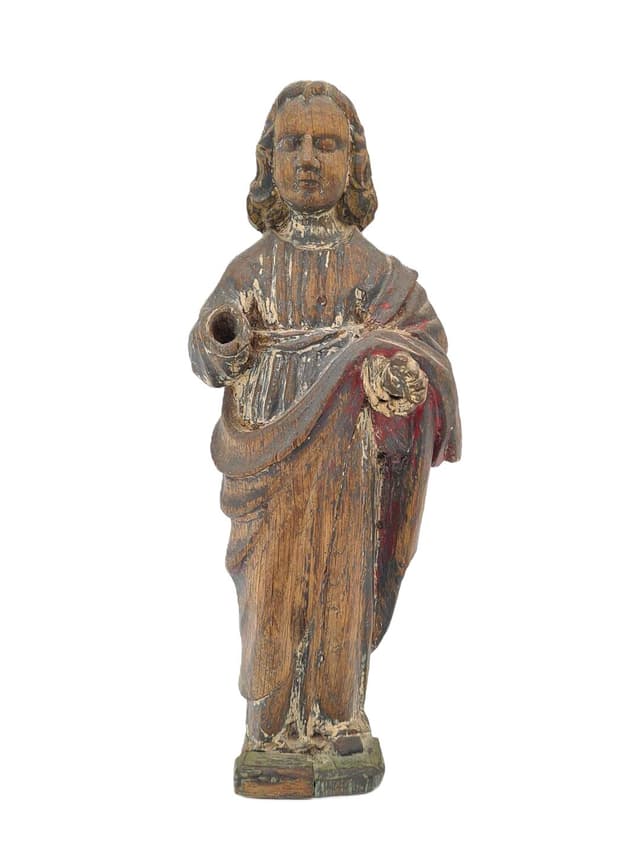 Figura Salvator Mundi, brązowy, drewno, XVIII w. - WYMIARY
