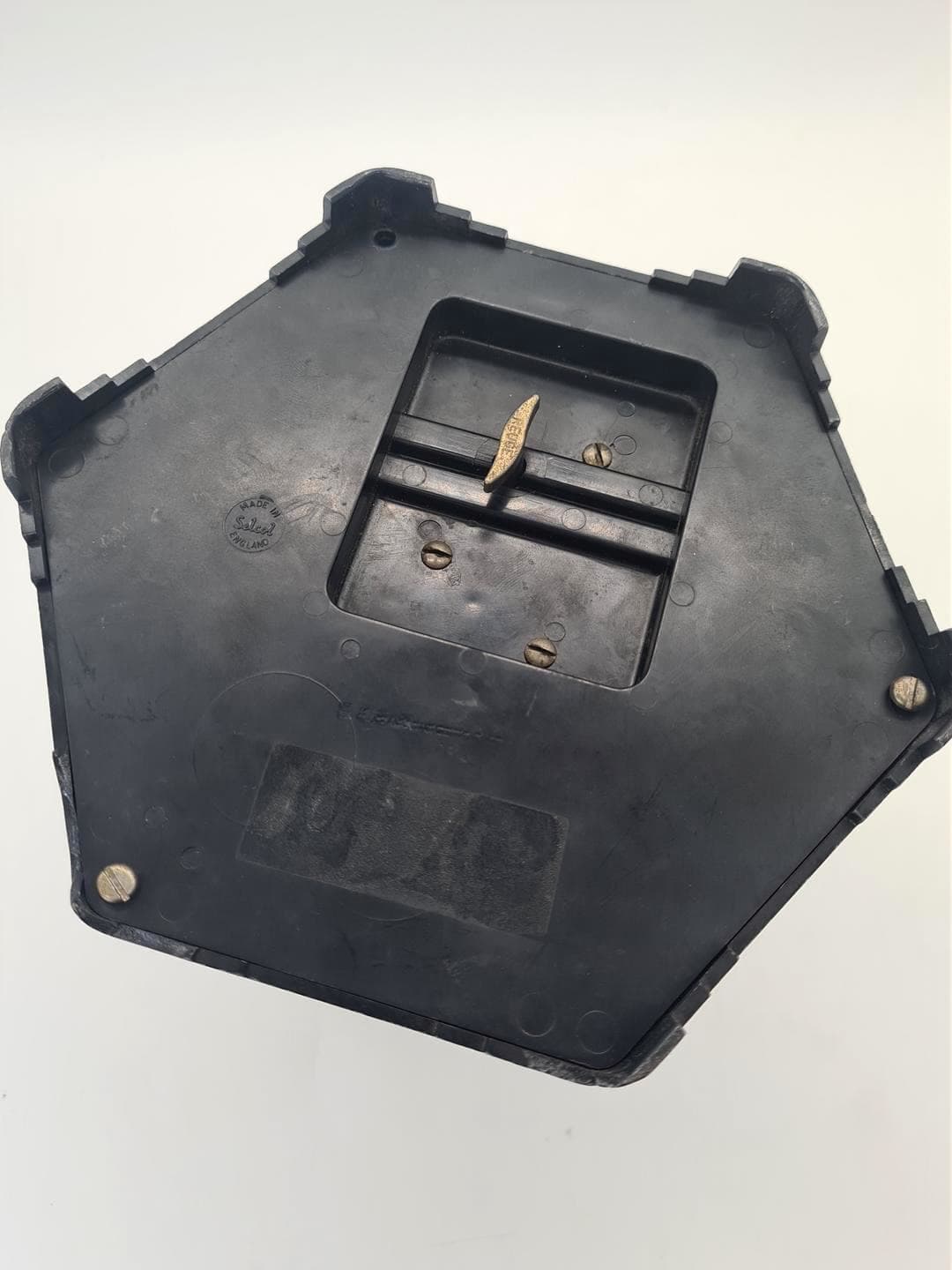 Cigarette dispenser with music box, black gold plastic, Selcol, England, 1960s. - 357203