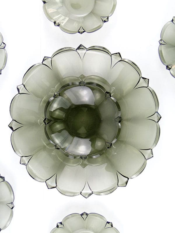 Komplet deserowy Art Deco, szkło kryształowe dymnoszare transparentne, Moser, Czechy, lata 30. - 357268