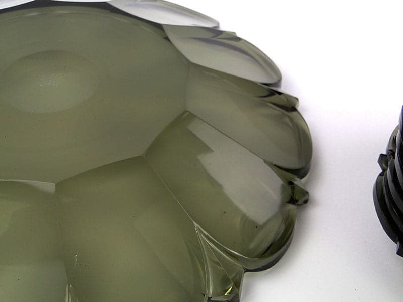 Komplet deserowy Art Deco, szkło kryształowe dymnoszare transparentne, Moser, Czechy, lata 30. - 357270