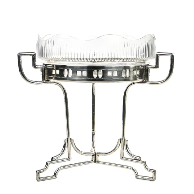 Centerpiece Art Deco, transparent crystal, silver brass, Sandrik, Slovakia, 1920s - DIMENSION