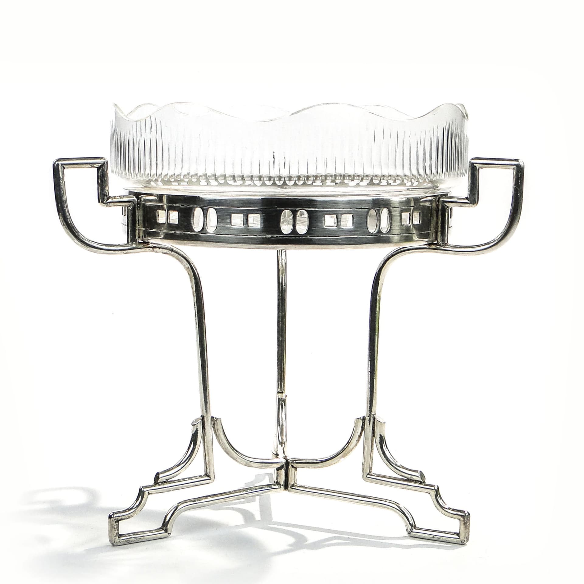 Centerpiece Art Deco, transparent crystal, silver brass, Sandrik, Slovakia, 1920s - 357282