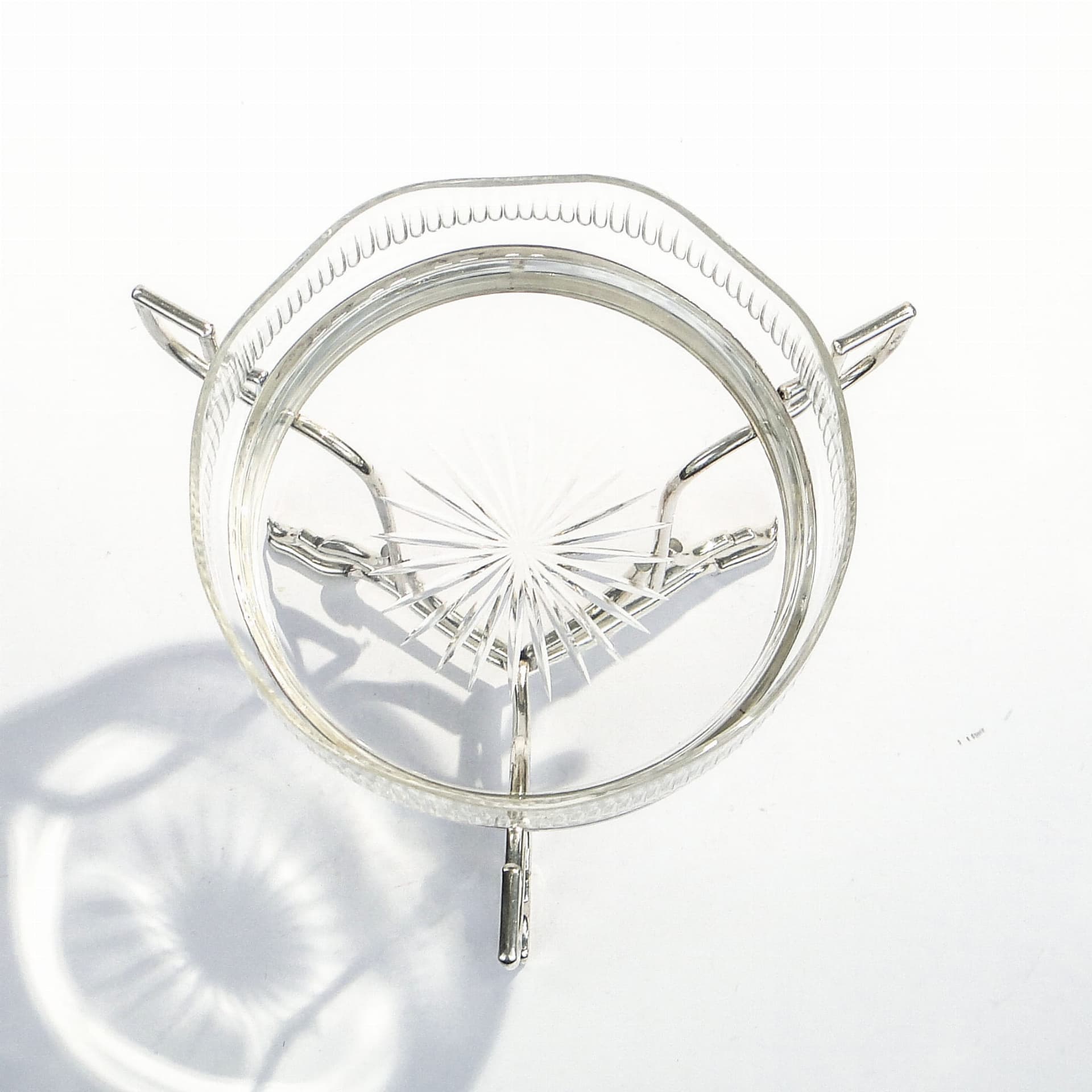 Centerpiece Art Deco, transparent crystal, silver brass, Sandrik, Slovakia, 1920s - 357281