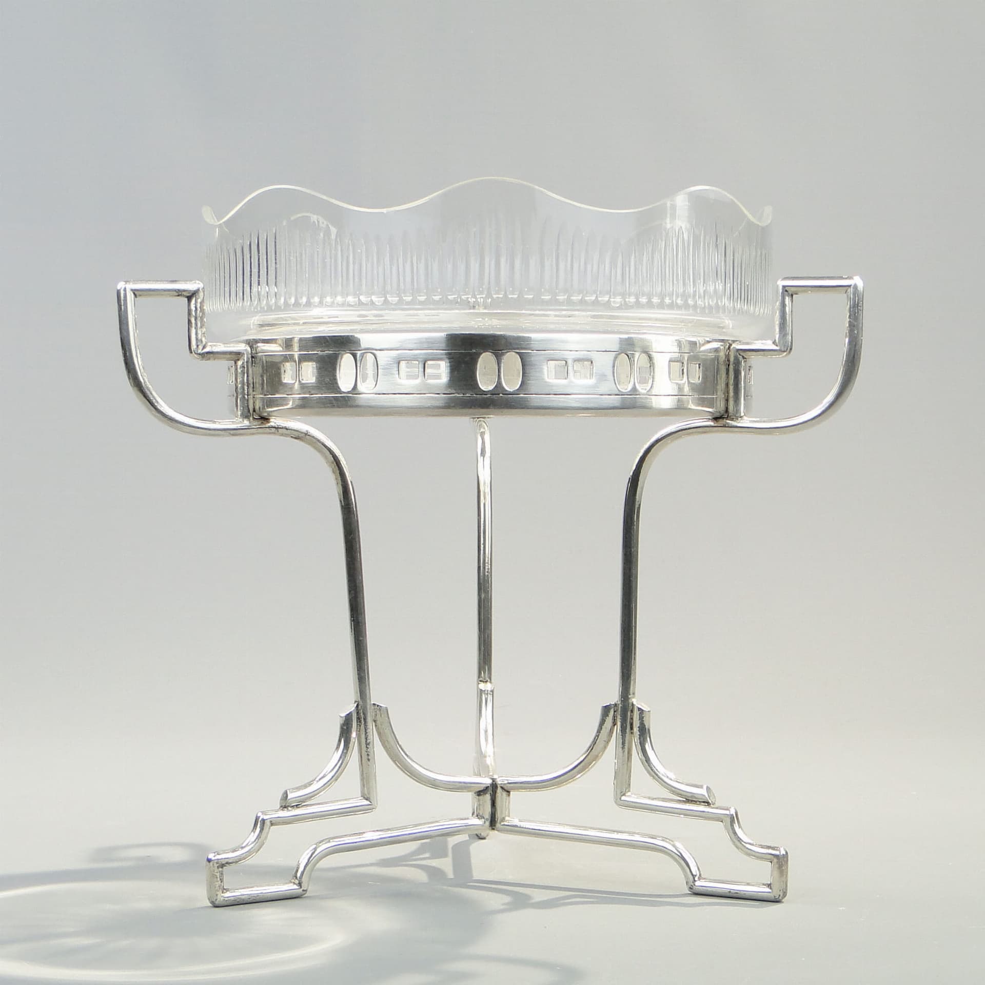 Centerpiece Art Deco, transparent crystal, silver brass, Sandrik, Slovakia, 1920s - 357273