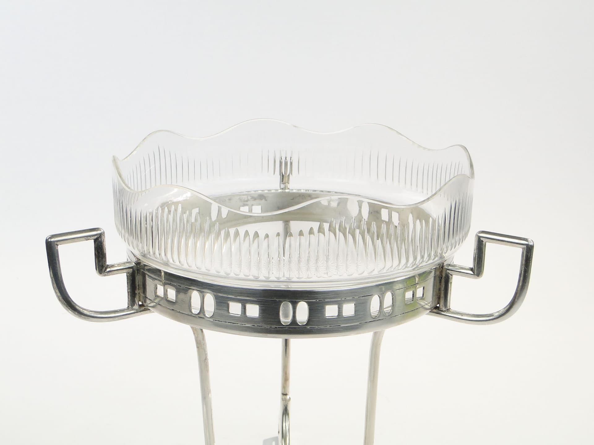 Centerpiece Art Deco, transparent crystal, silver brass, Sandrik, Slovakia, 1920s - 357276