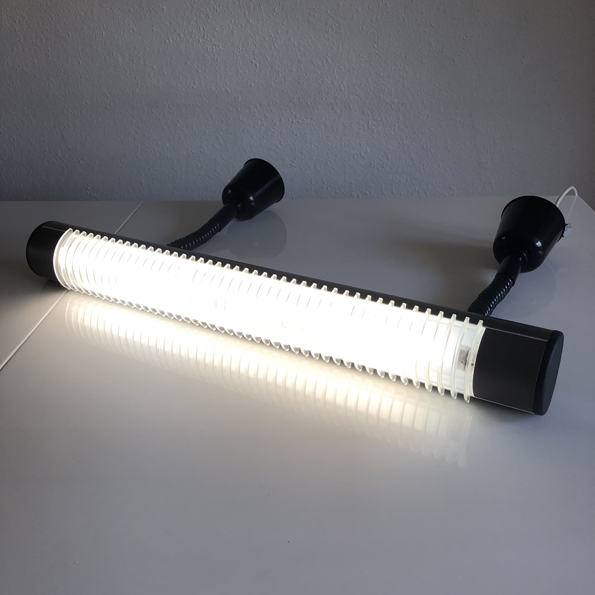 Pair of ceiling lamps, silver aluminum, Germany, 1980s. - 26464