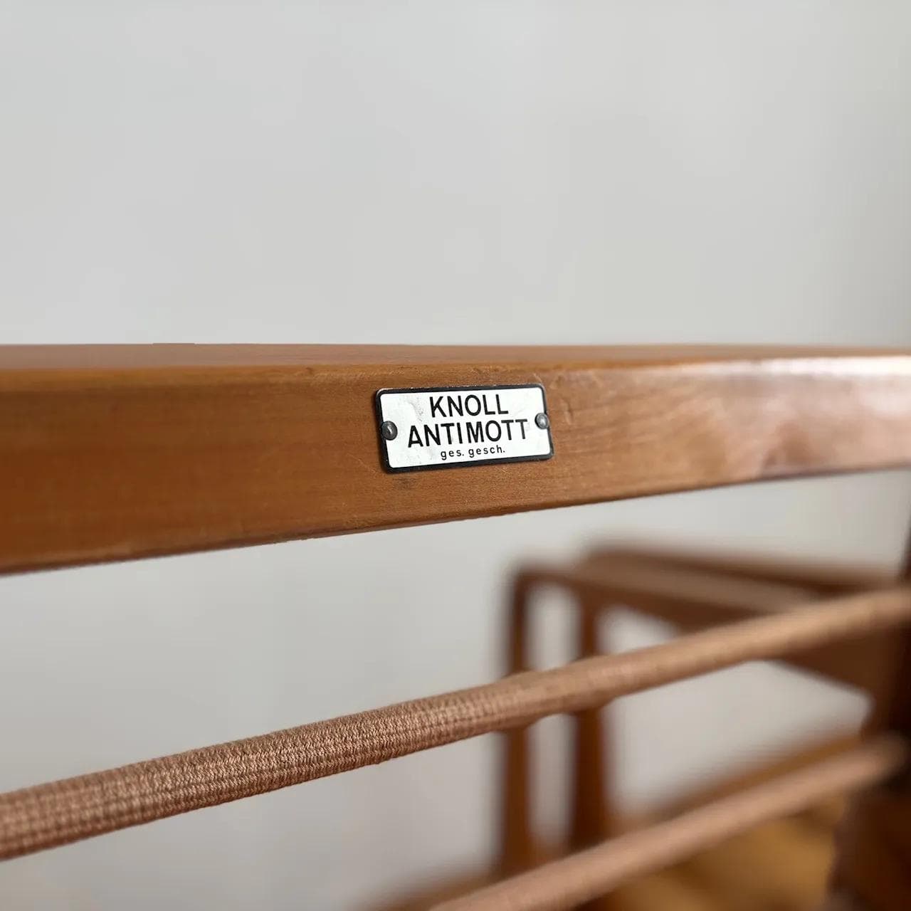 Pair of armchairs Antimott, cappuccino upholstery, cherry wood, by W. Knoll, Knoll, Germany, 1950s. - 26453