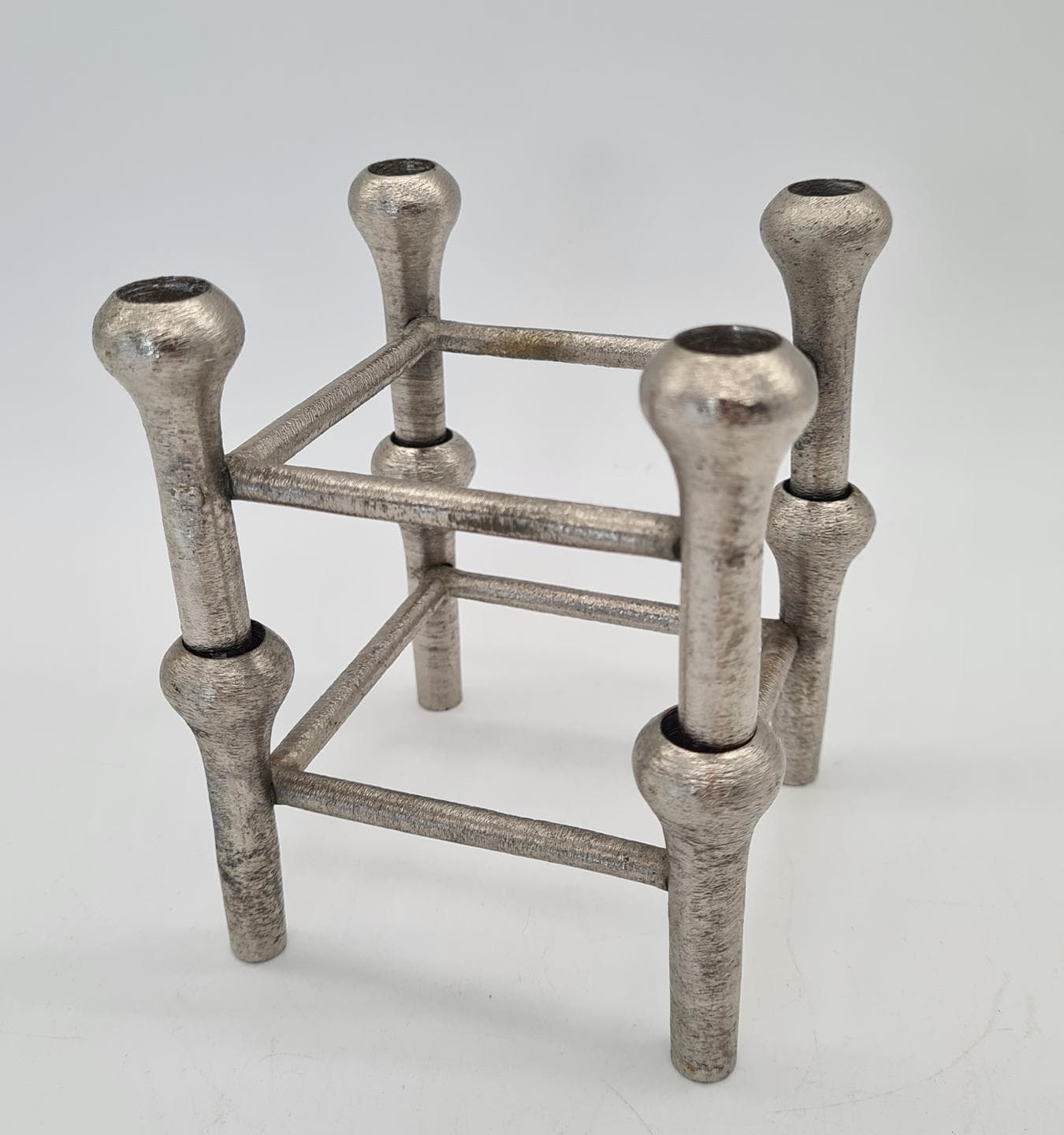 Set of Two Modular Candle Holders, Silver Aluminum, Germany, 1970s - 357326