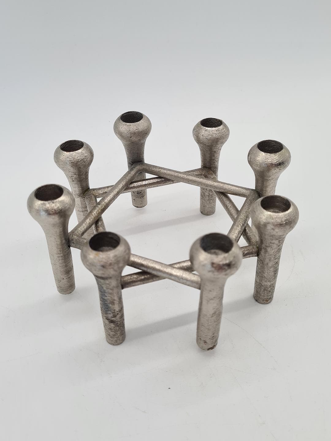 Set of Two Modular Candle Holders, Silver Aluminum, Germany, 1970s - 357321