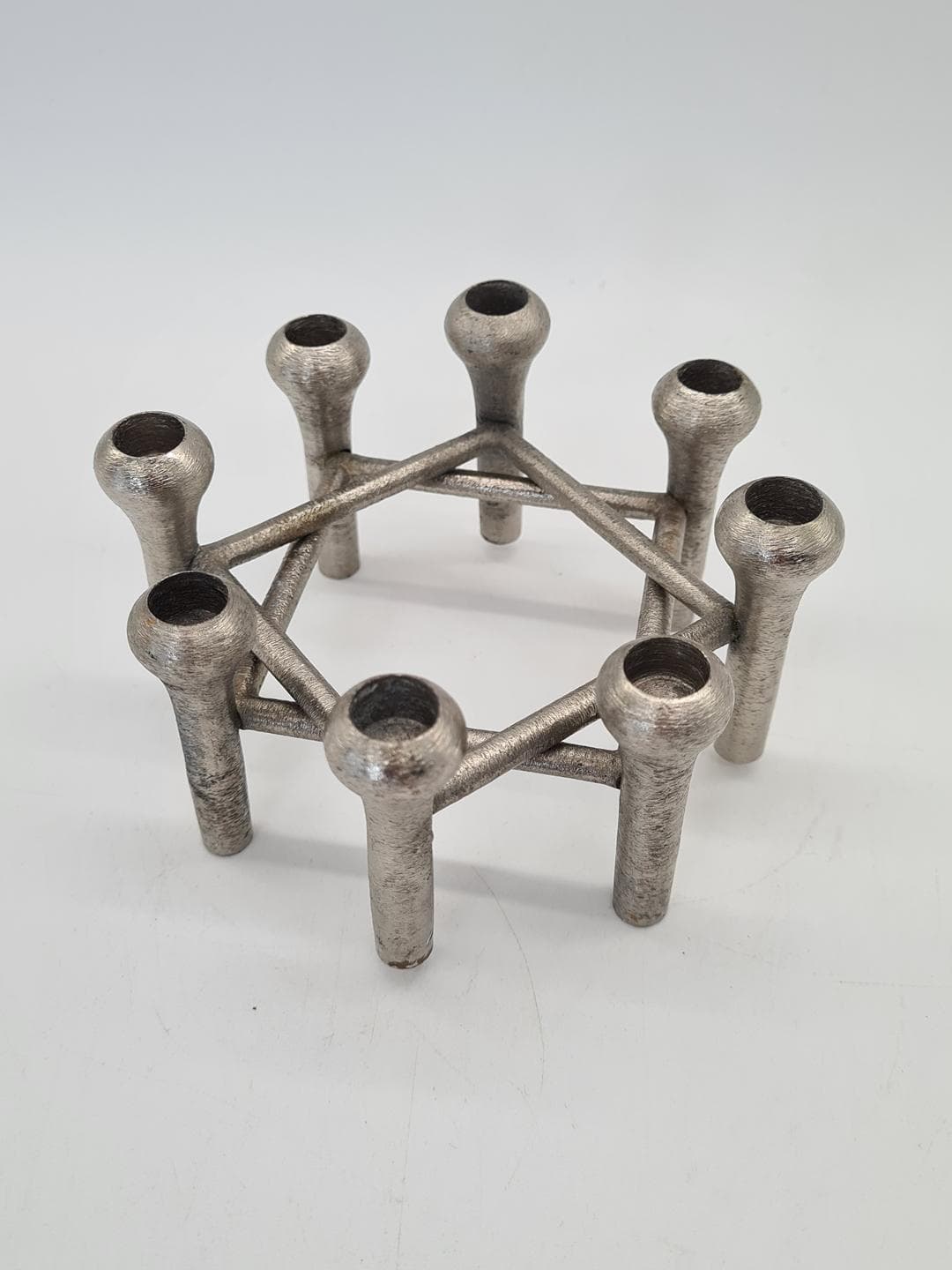 Set of Two Modular Candle Holders, Silver Aluminum, Germany, 1970s - 357323