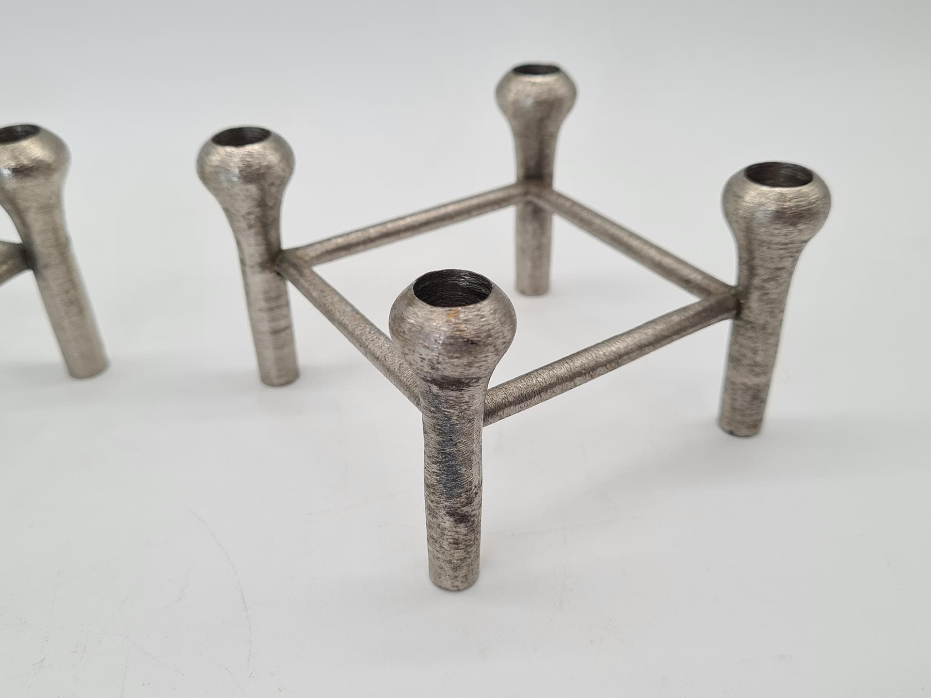 Set of Two Modular Candle Holders, Silver Aluminum, Germany, 1970s - 357322
