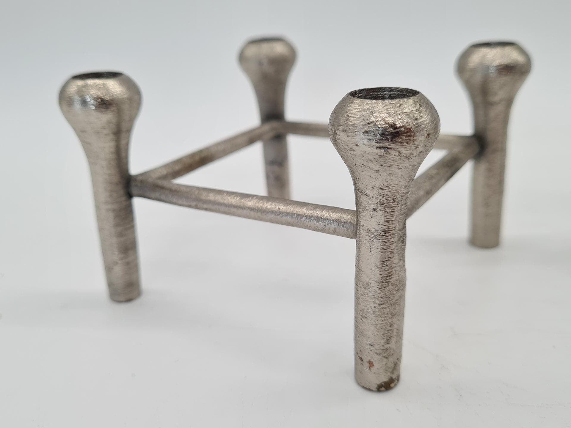 Set of Two Modular Candle Holders, Silver Aluminum, Germany, 1970s - 357325
