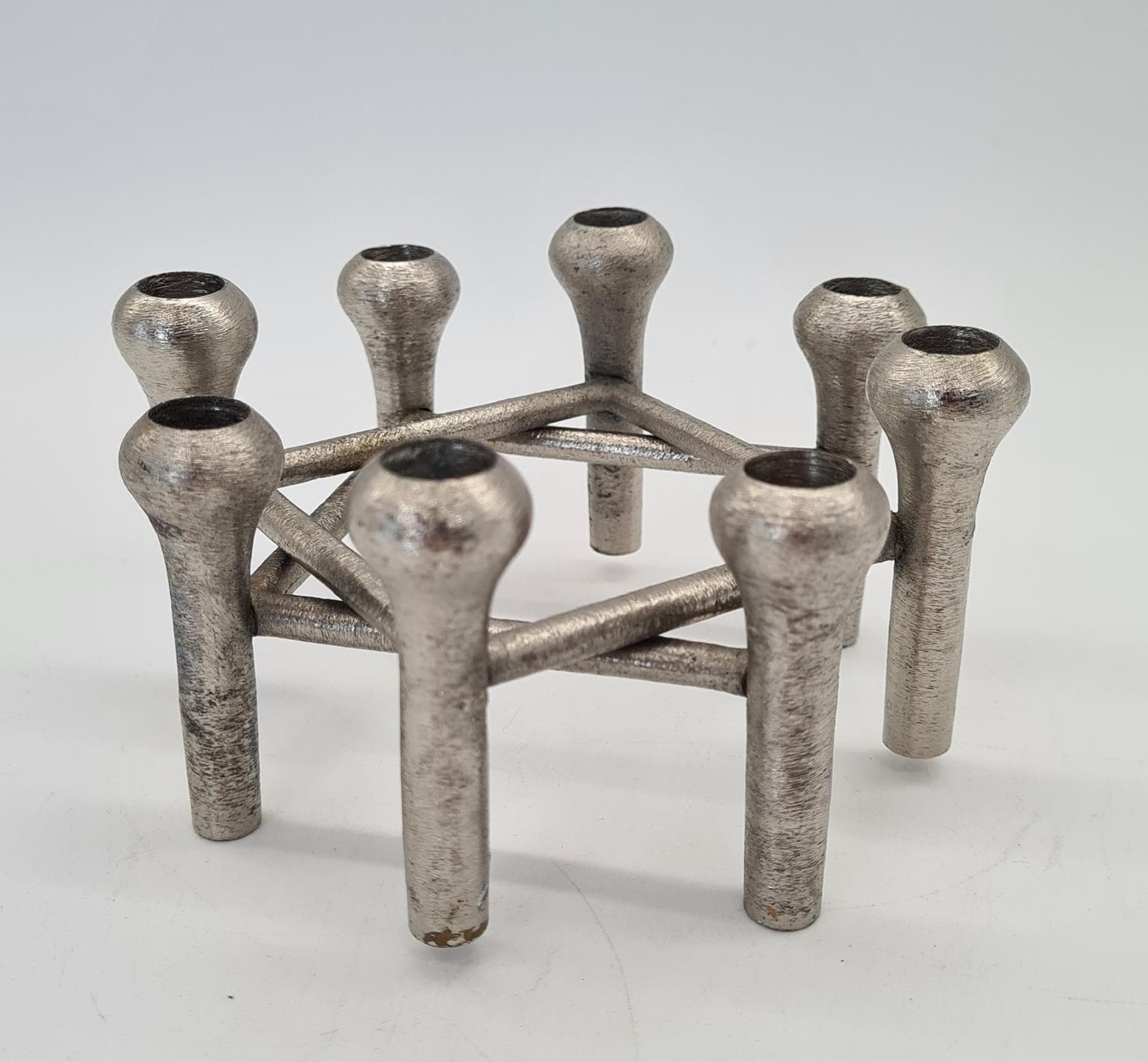 Set of Two Modular Candle Holders, Silver Aluminum, Germany, 1970s - 357327
