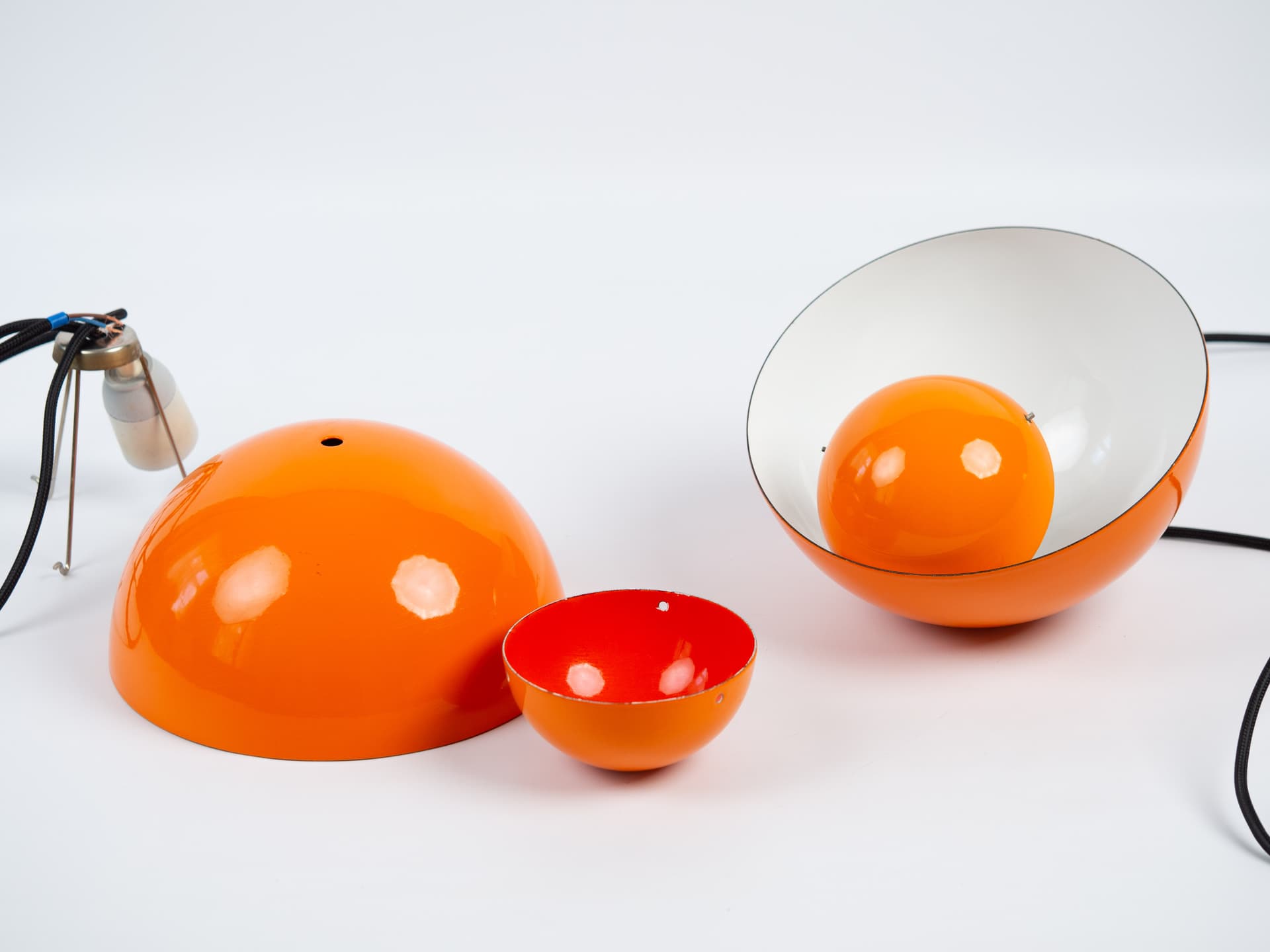 Para lamp wiszących Flowerpot, pomarańczowy, emalia, proj. V. Panton, Louis Poulsen, Dania, lata 60. - 357941