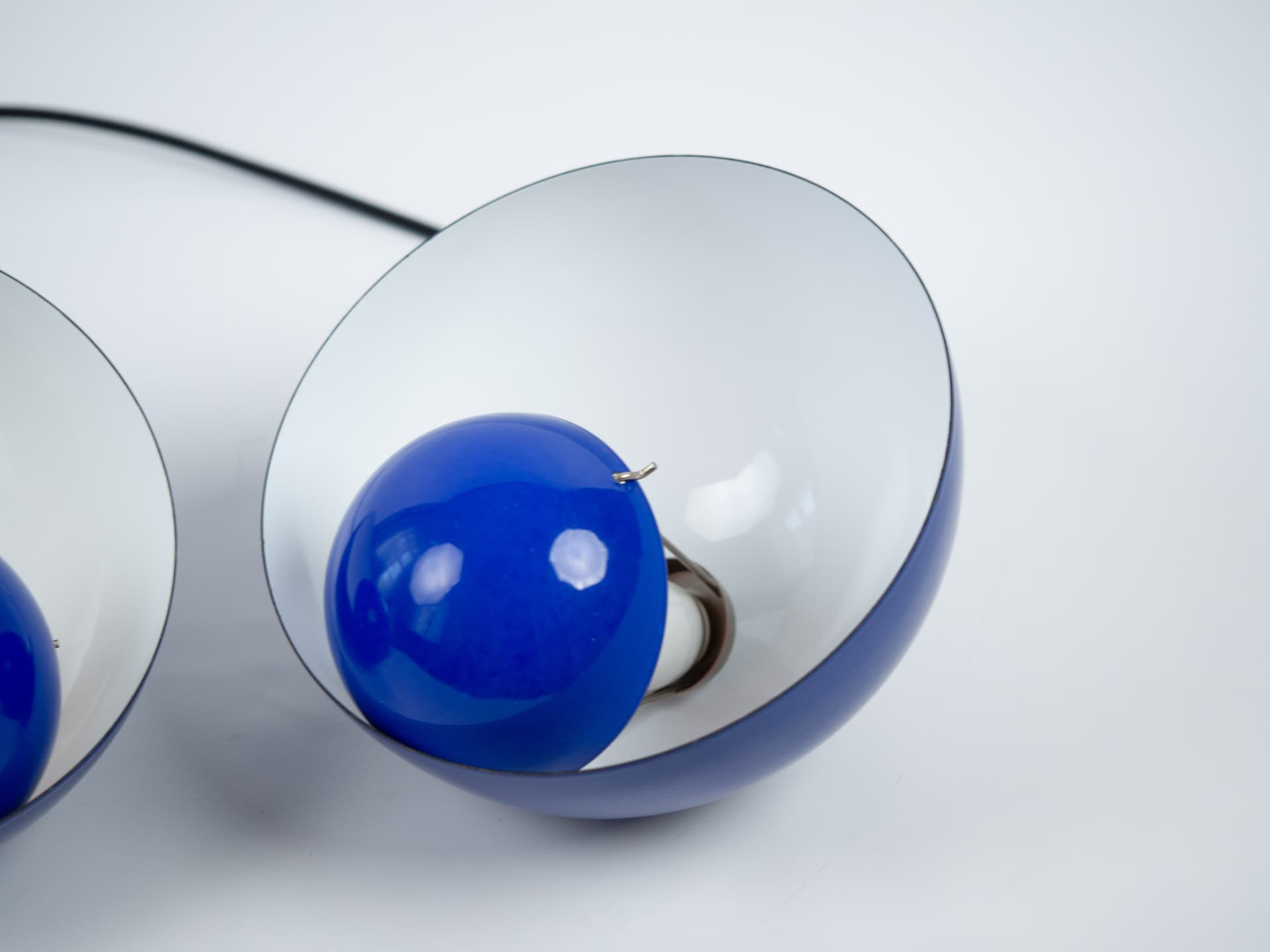 Pair of pendant lamps Flowerpot, blue enamel, by V. Panton, Louis Poulsen, Denmark, 1960s. - 357956