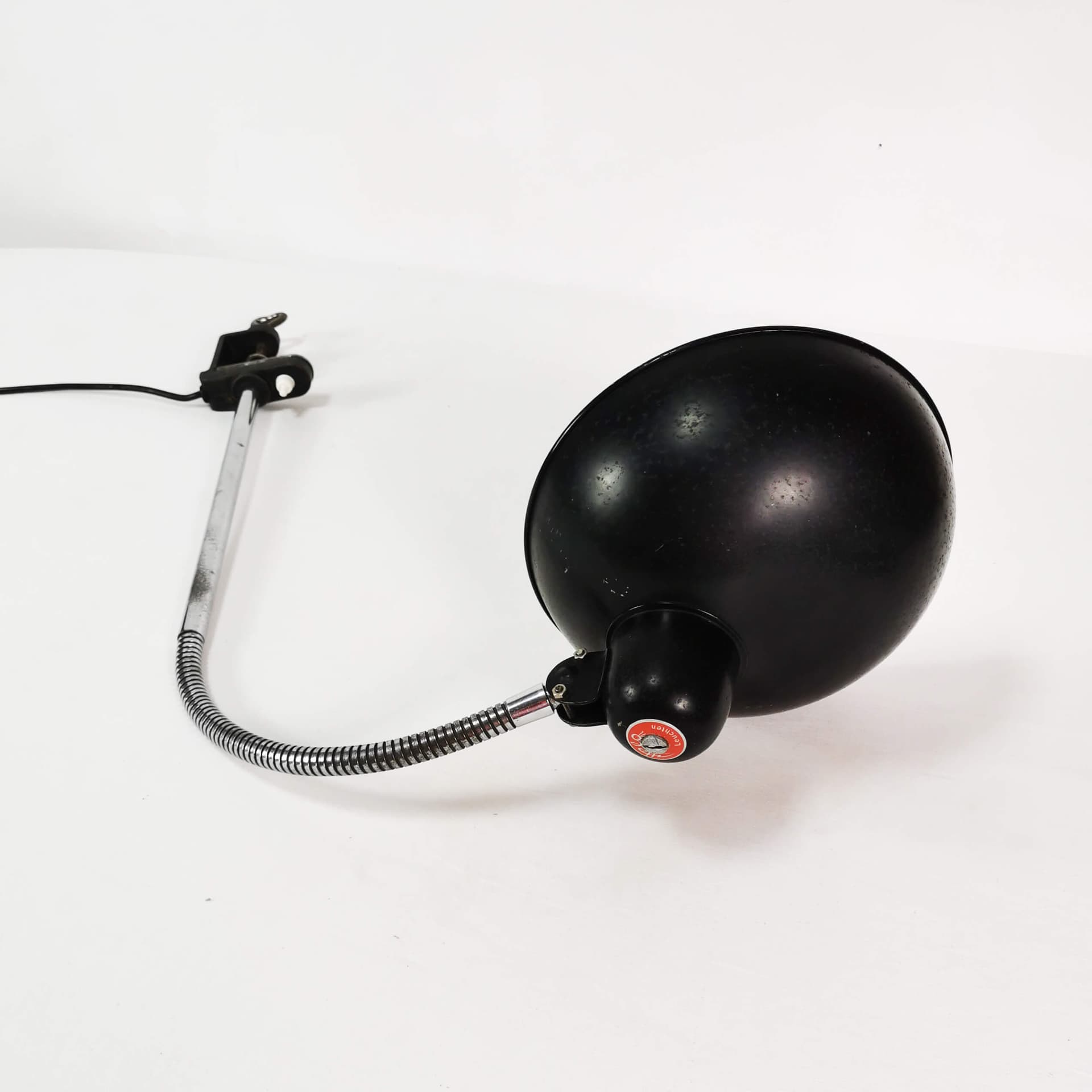 Lampa biurkowa Bauhaus, metal czarny, chrom srebrny, Helo, Niemcy, lata 50. - 357968