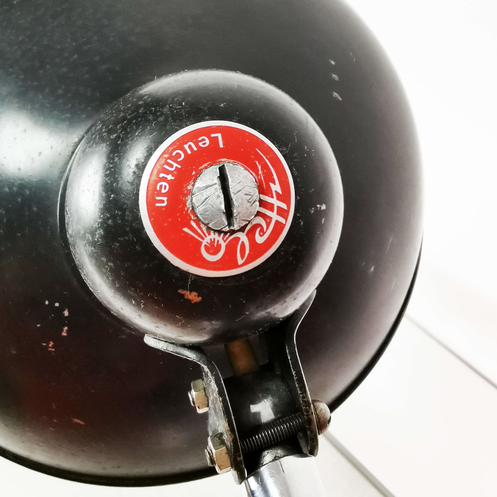 Lampa biurkowa Bauhaus, metal czarny, chrom srebrny, Helo, Niemcy, lata 50. - 357974