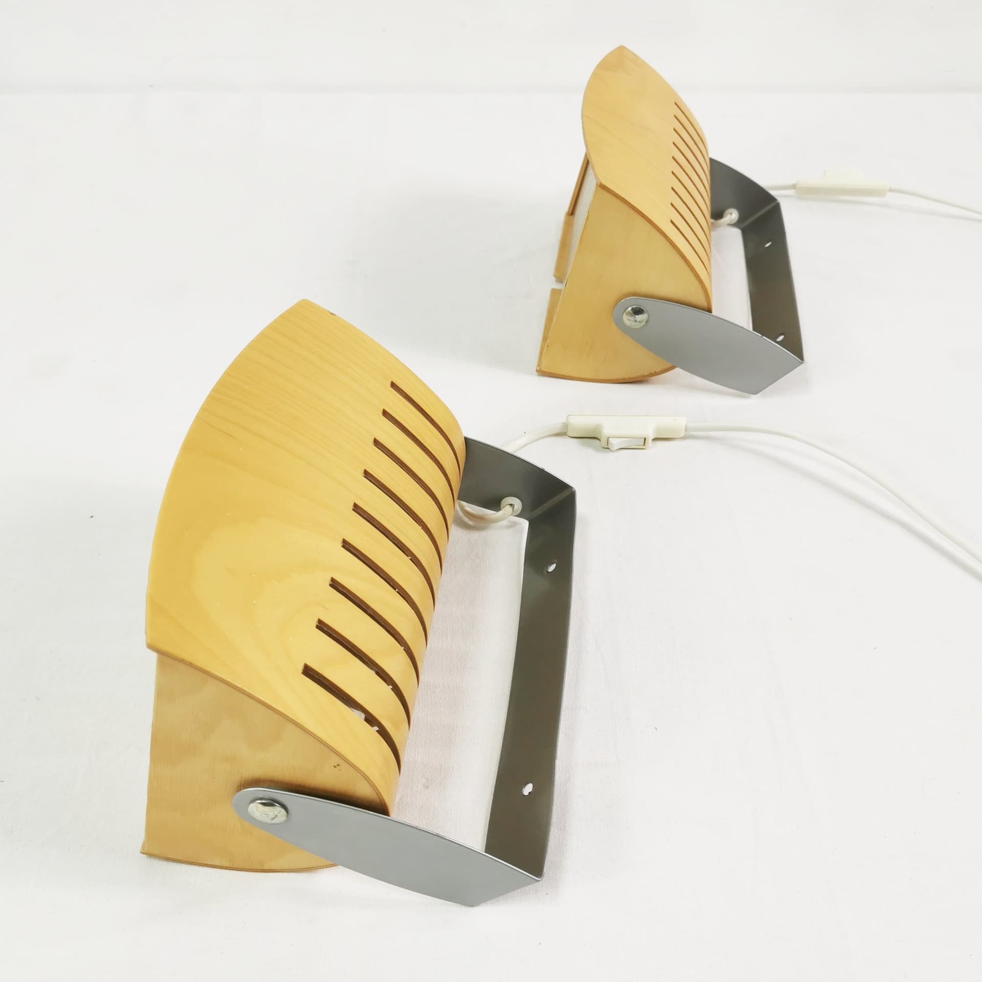 Para kinkietów Strimma, brązowy, drewno, metal szary, Ikea, Szwecja, lata 80. - 357980