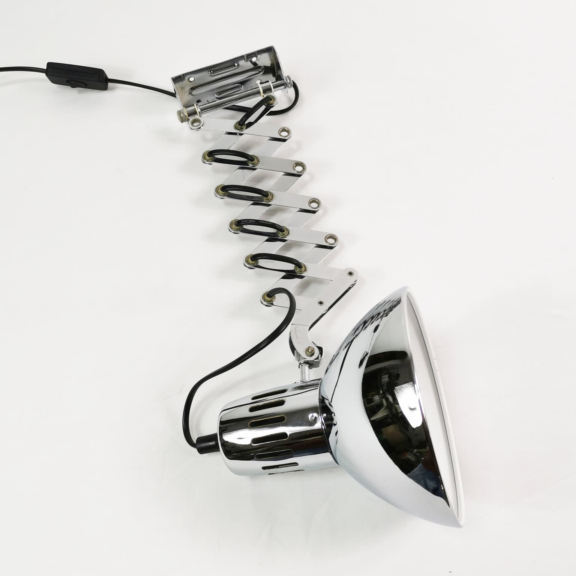 Wall lamp, scissor, chrome silver, black metal, Ikea, Sweden, 1980s. - 358157