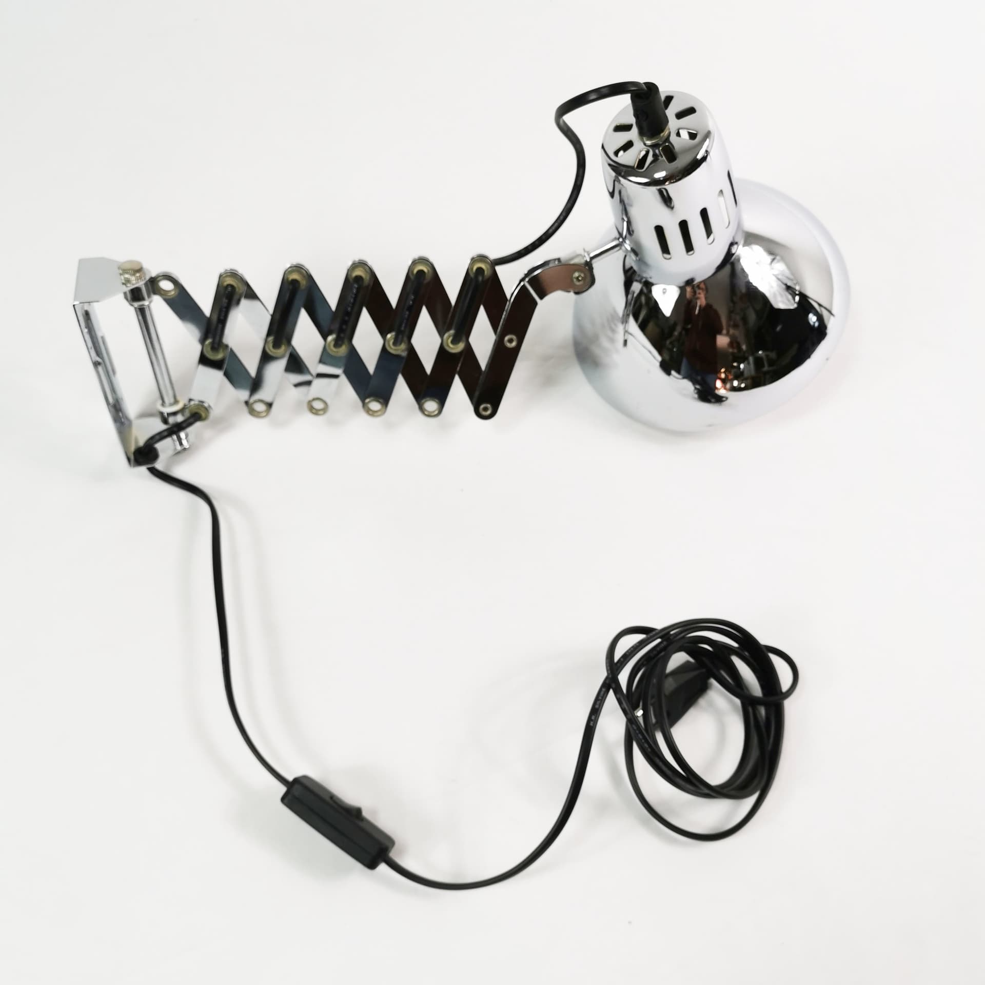 Wall lamp, scissor, chrome silver, black metal, Ikea, Sweden, 1980s. - 358158