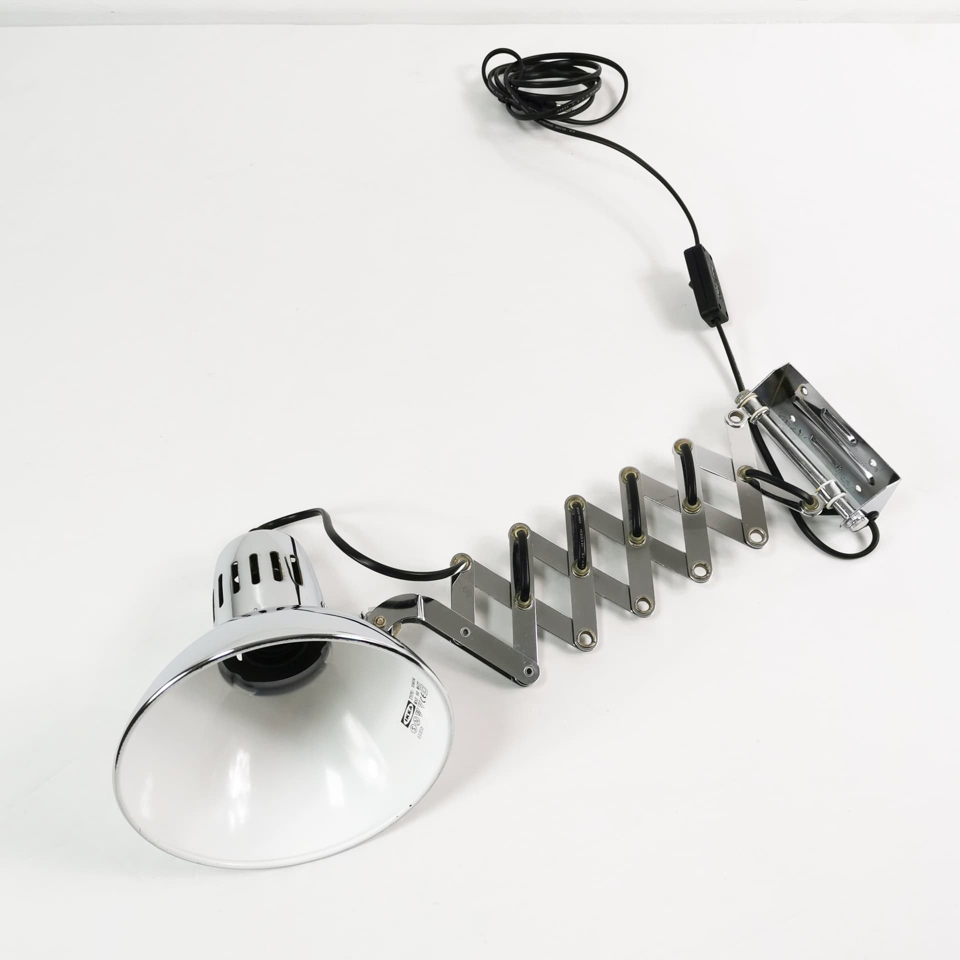 Wall lamp, scissor, chrome silver, black metal, Ikea, Sweden, 1980s. - 358159