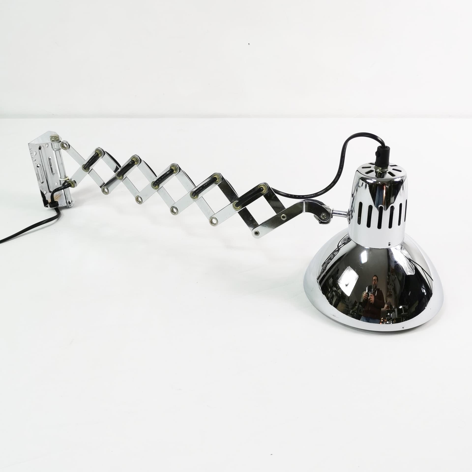 Wall lamp, scissor, chrome silver, black metal, Ikea, Sweden, 1980s. - 358155