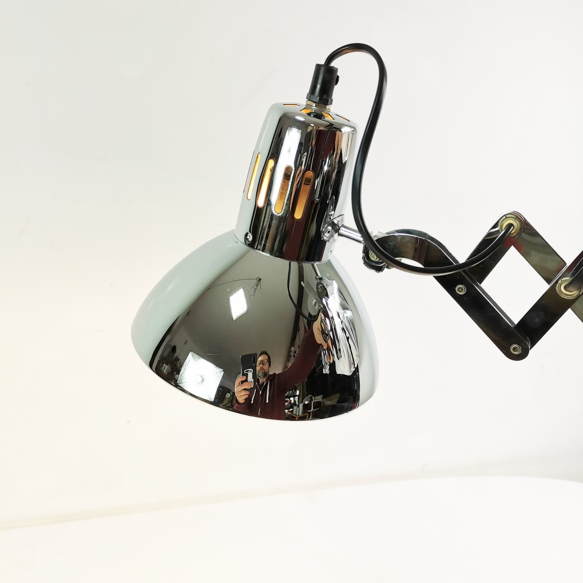 Wall lamp, scissor, chrome silver, black metal, Ikea, Sweden, 1980s. - 358156