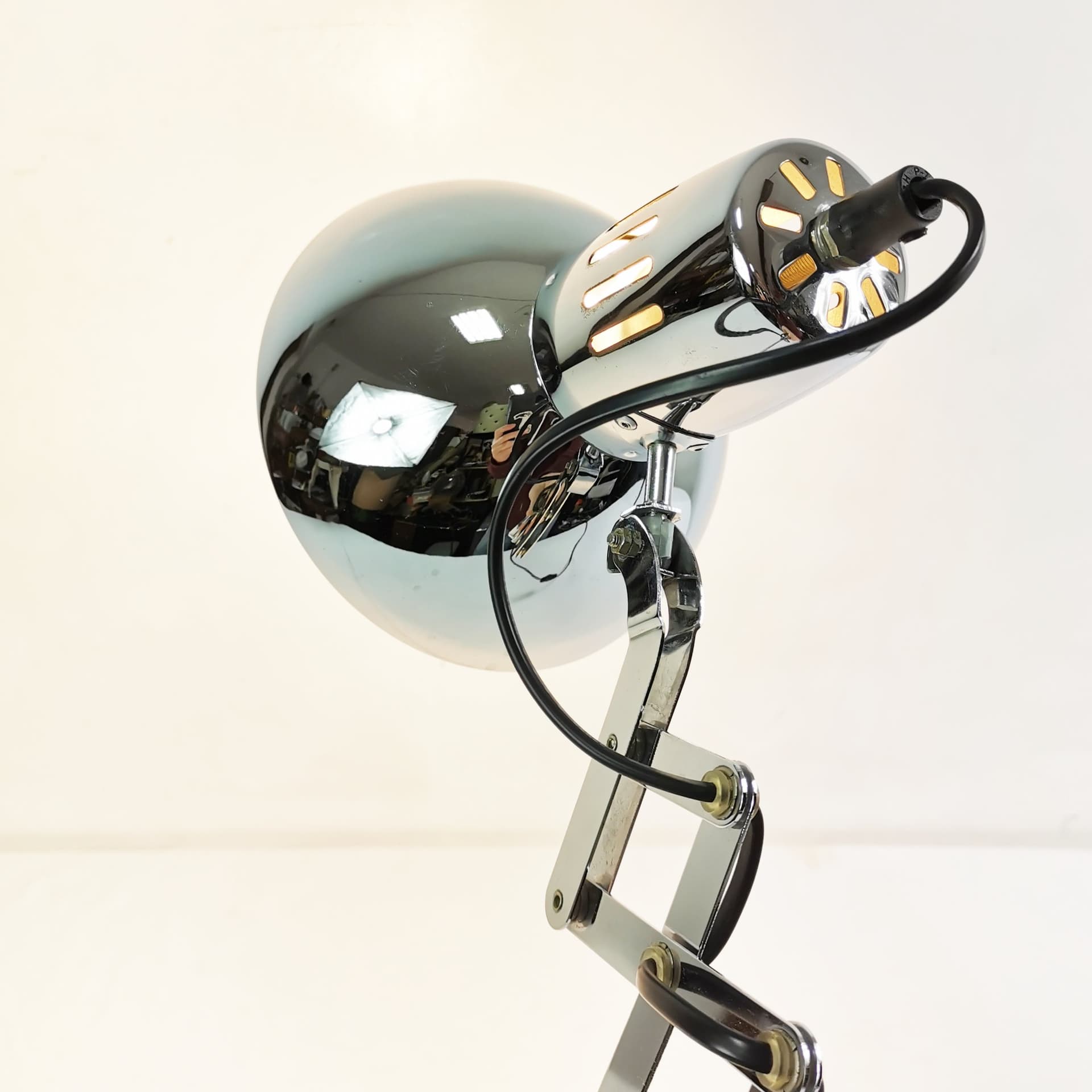 Wall lamp, scissor, chrome silver, black metal, Ikea, Sweden, 1980s. - 358164