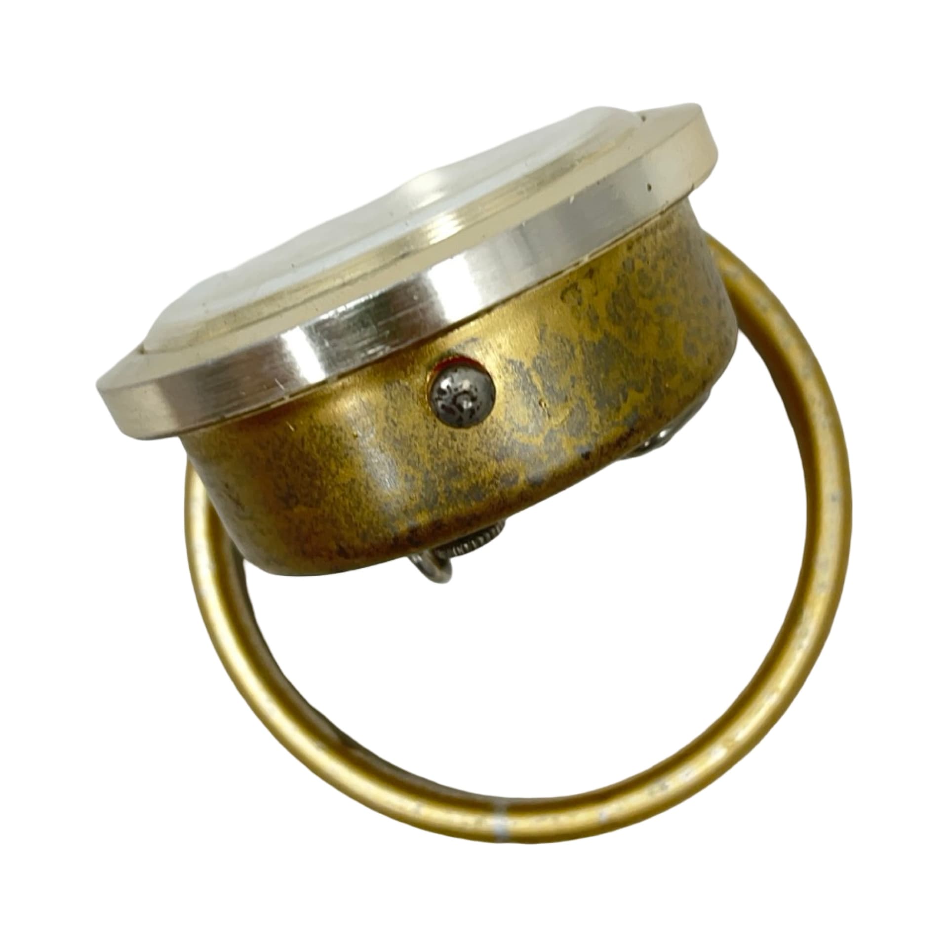 Budzik Slava 11 jewels, złoty mosiądz, chrom srebrny, ZSRR, lata 60. - 358168