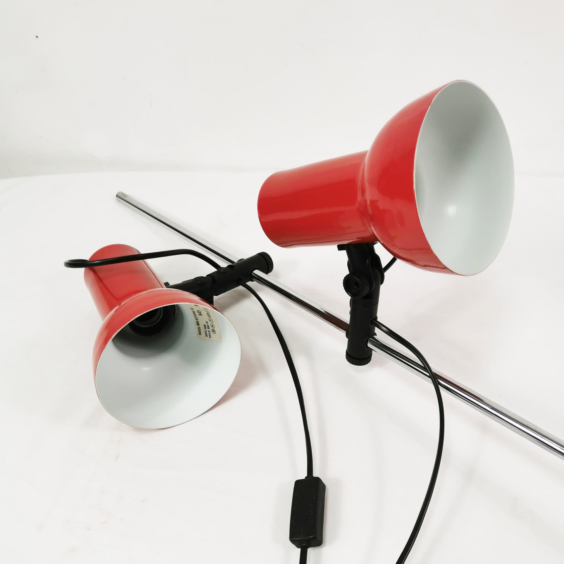 Floor lamp, red, metal, Horn Belysning, Denmark, 1960s. - 358182
