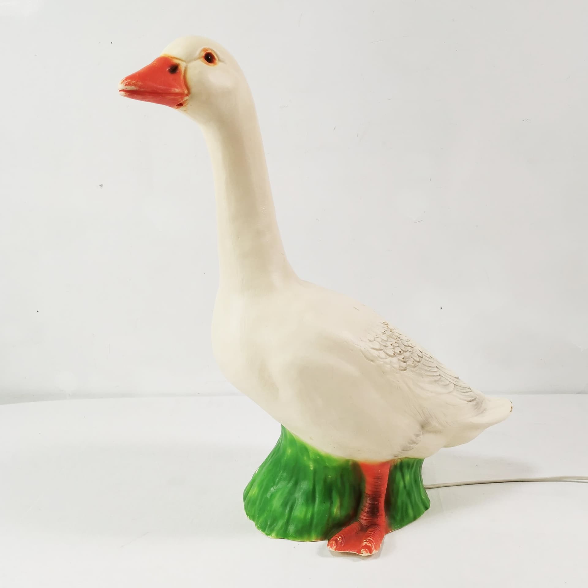 Lampa stołowa Pop Art, biały pomarańczowy zielony czerwony, plastik, Heico, Niemcy, lata 70. - 358200