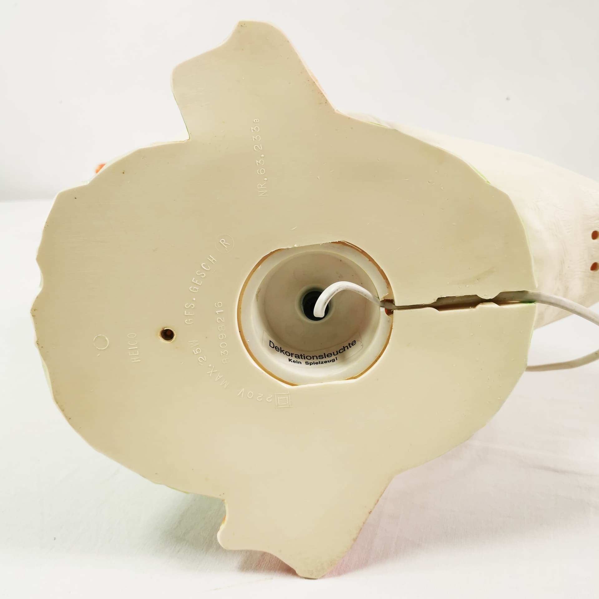 Lampa stołowa Pop Art, biały pomarańczowy zielony czerwony, plastik, Heico, Niemcy, lata 70. - 358209