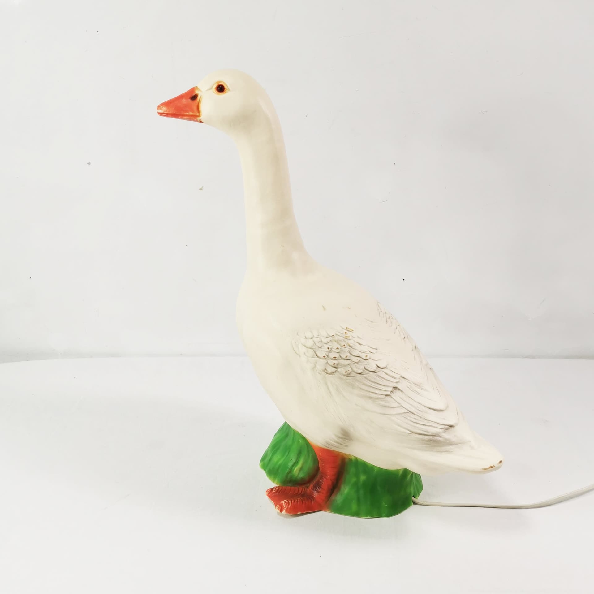 Lampa stołowa Pop Art, biały pomarańczowy zielony czerwony, plastik, Heico, Niemcy, lata 70. - 358203