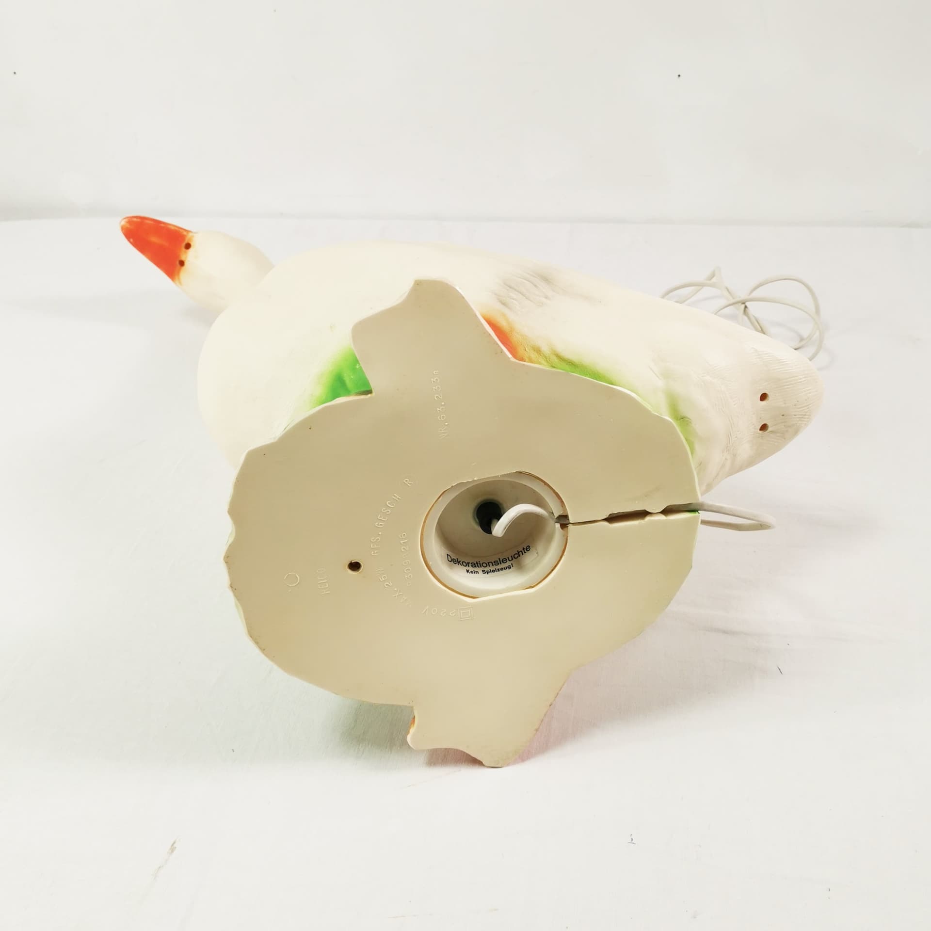 Lampa stołowa Pop Art, biały pomarańczowy zielony czerwony, plastik, Heico, Niemcy, lata 70. - 358208