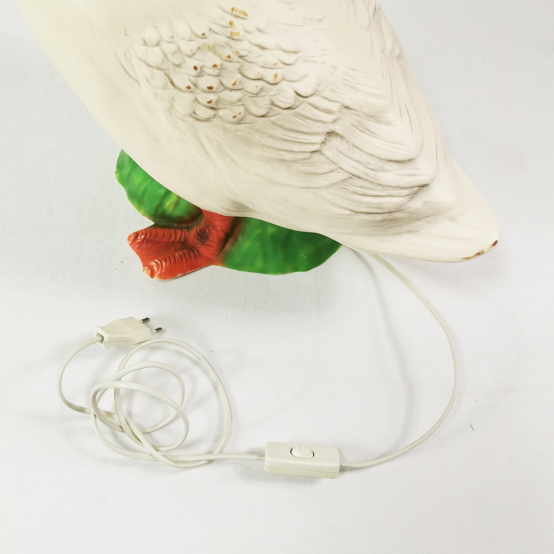 Lampa stołowa Pop Art, biały pomarańczowy zielony czerwony, plastik, Heico, Niemcy, lata 70. - 358207