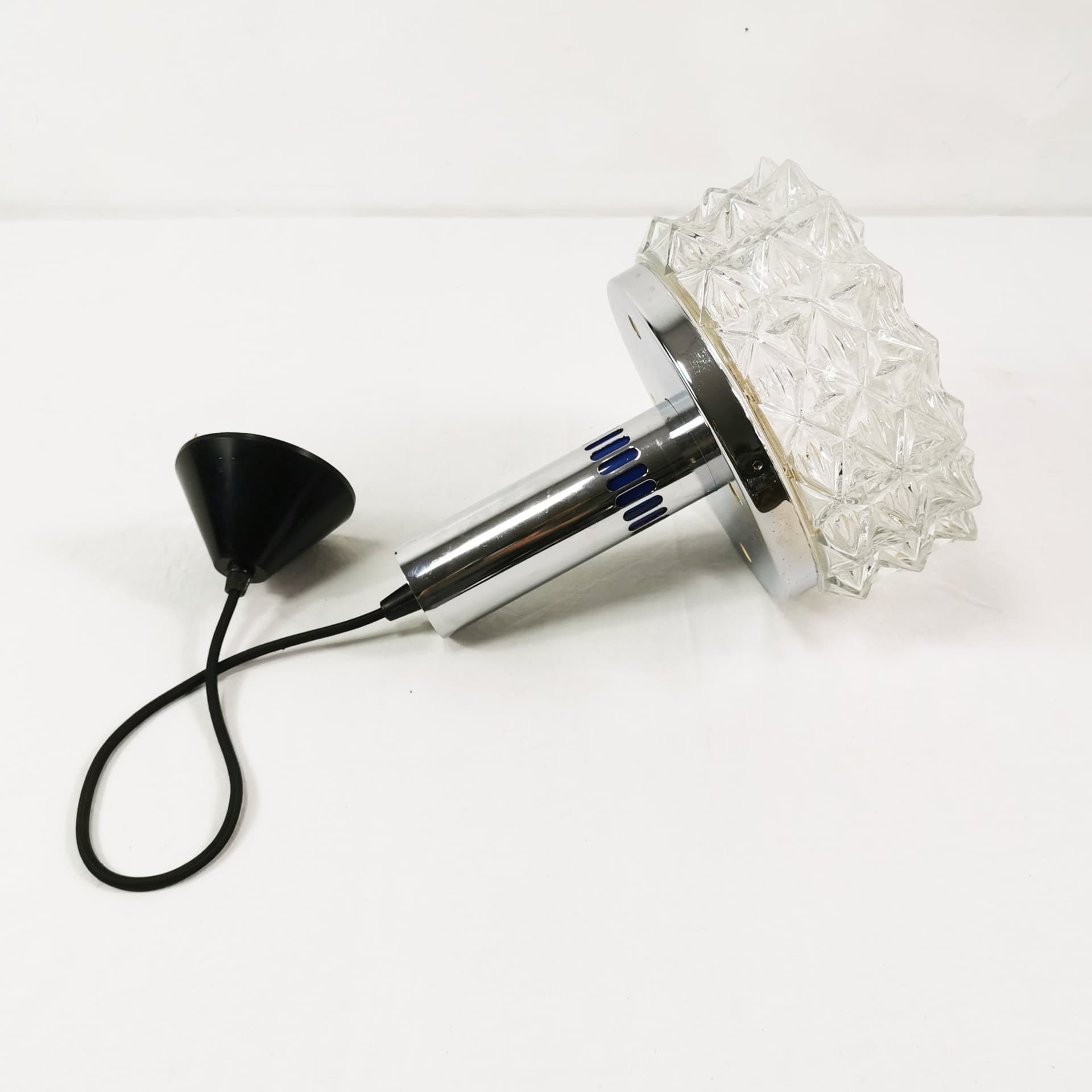 Lampa sufitowa Mid Century, metal srebrny, szkło transparentne, Raak Design, Holandia, lata 60. - 358226