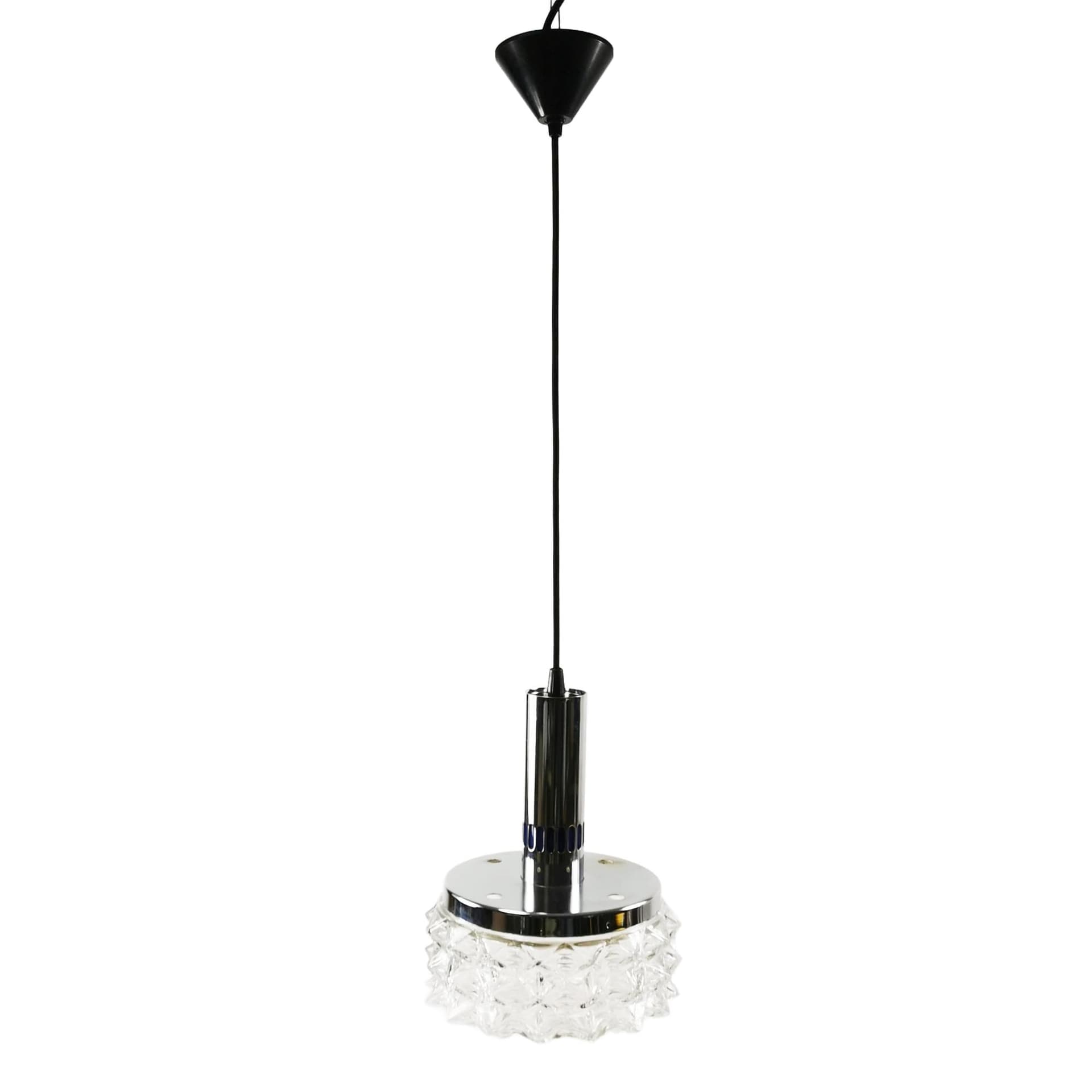 Lampa sufitowa Mid Century, metal srebrny, szkło transparentne, Raak Design, Holandia, lata 60.