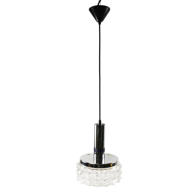 Lampa sufitowa Mid Century, metal srebrny, szkło transparentne, Raak Design, Holandia, lata 60. - WYMIARY