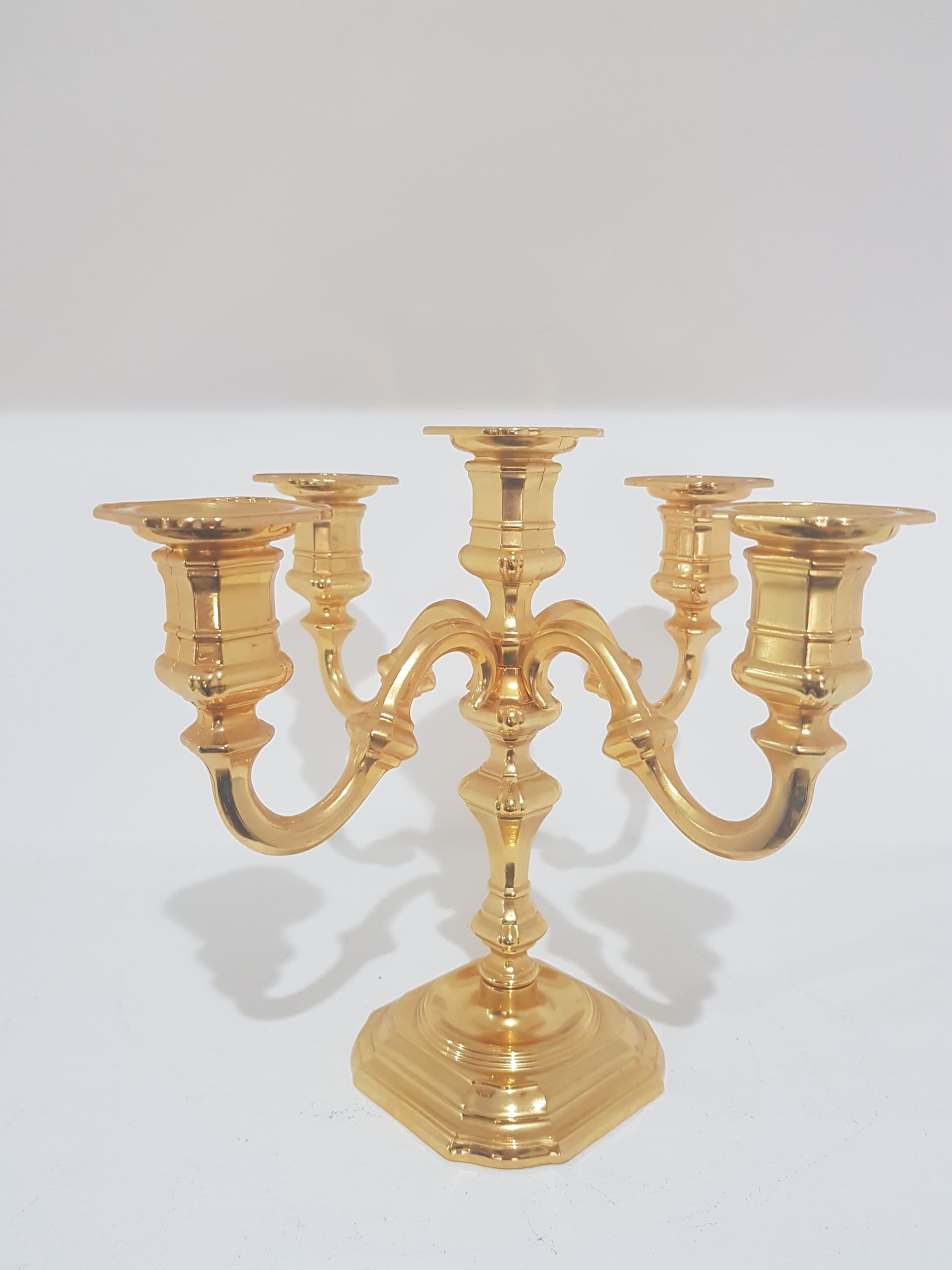 Five-arm candelabra, Hollywood Regency, gilt brass, BMF, Germany, 1960s - 358294