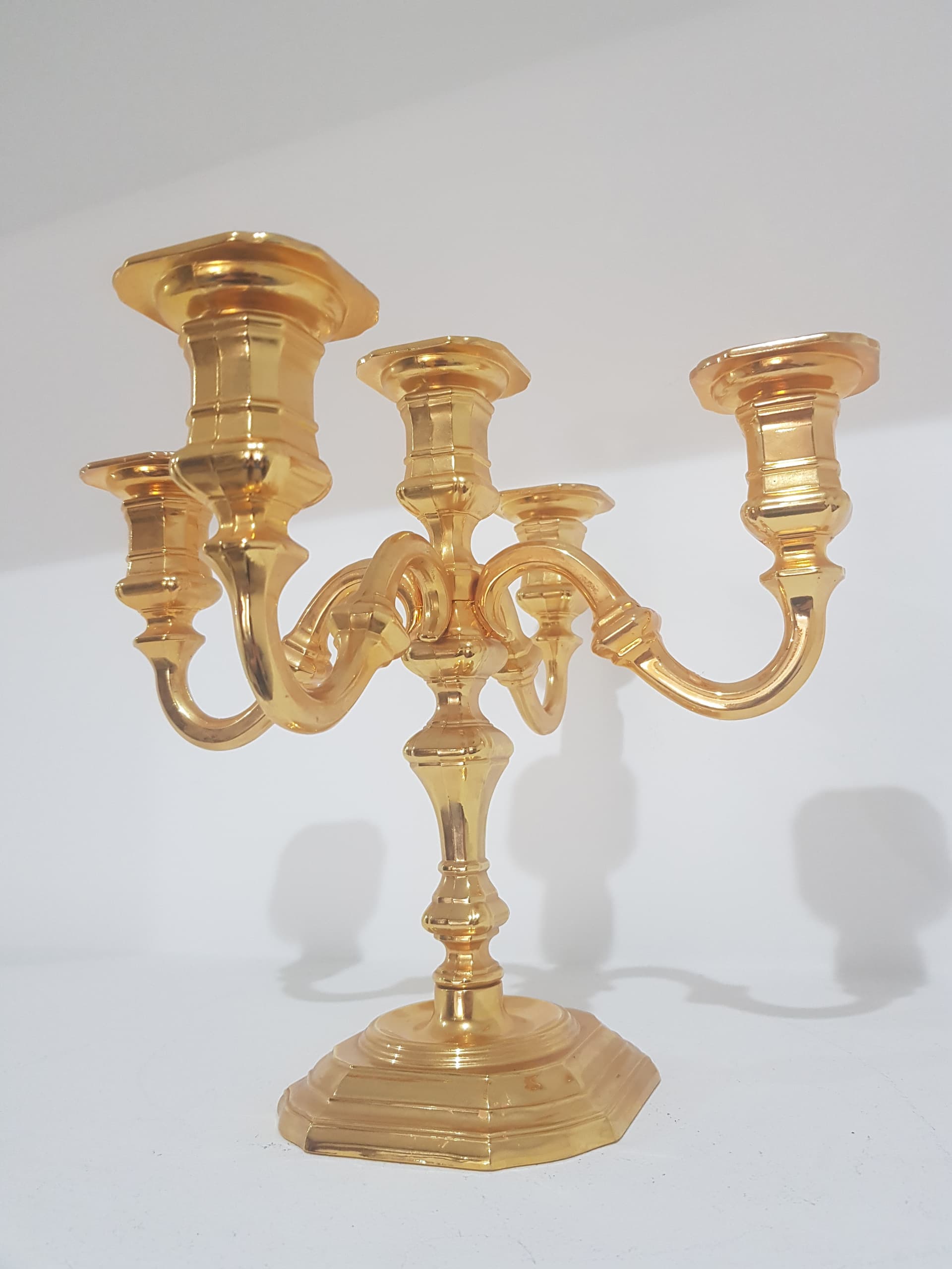Five-arm candelabra, Hollywood Regency, gilt brass, BMF, Germany, 1960s - 358293