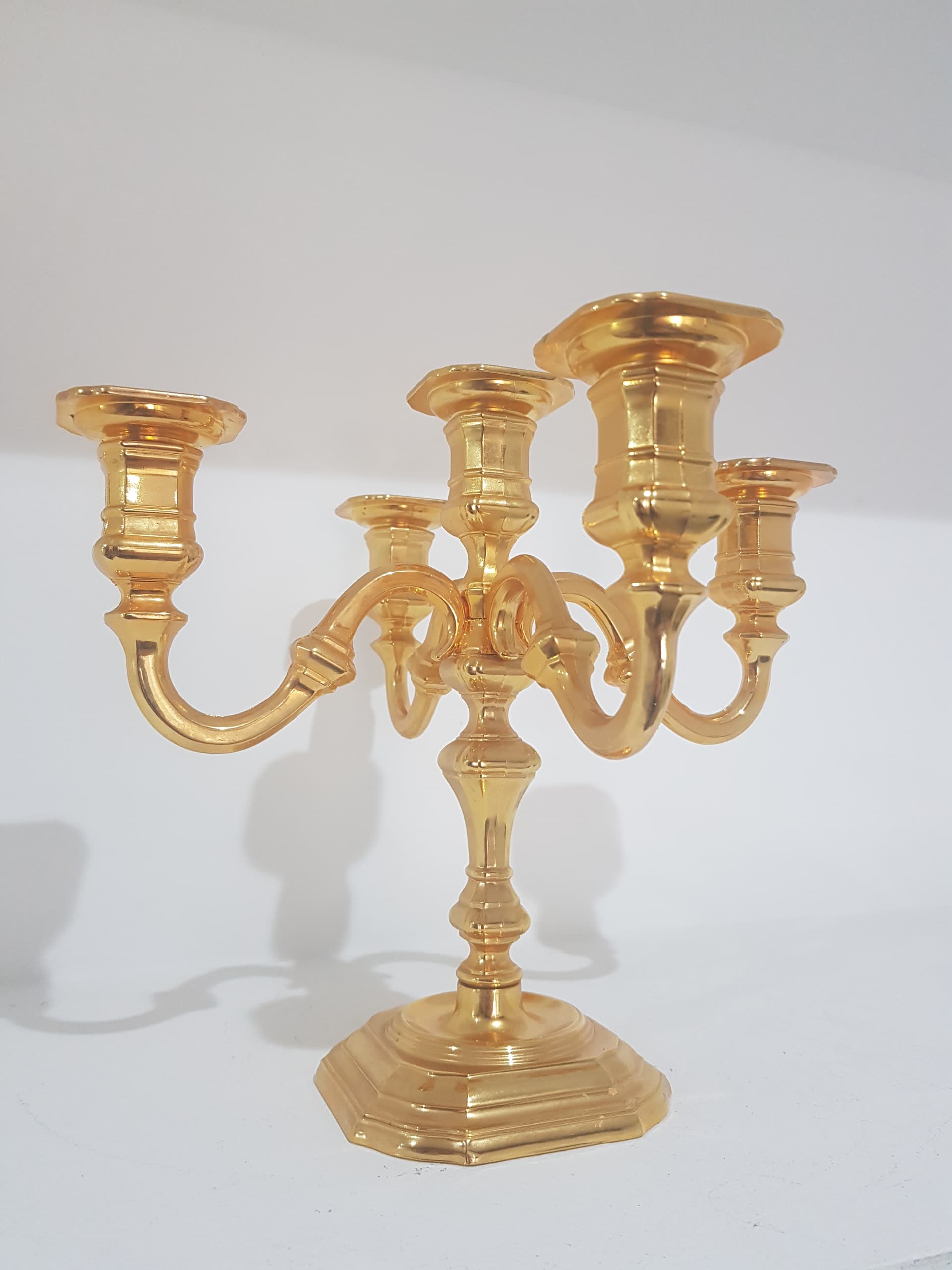 Five-arm candelabra, Hollywood Regency, gilt brass, BMF, Germany, 1960s - 358296